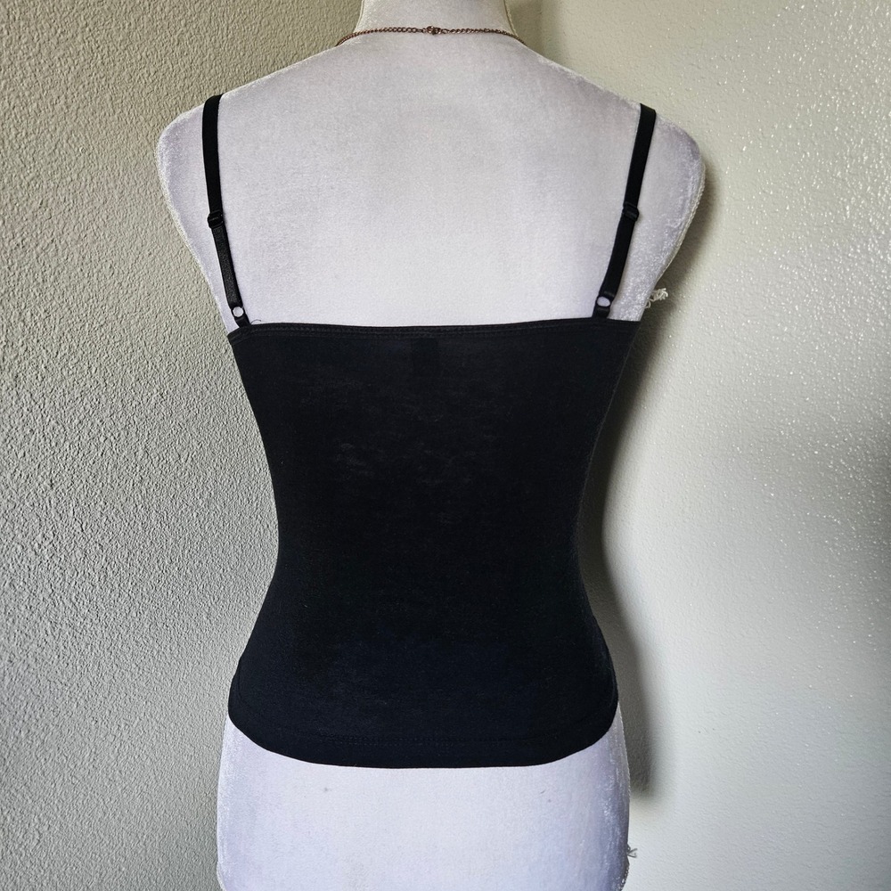 Royal Bones Red Black Heart Corset Lace Up Camisole Top - Picture 4 of 6